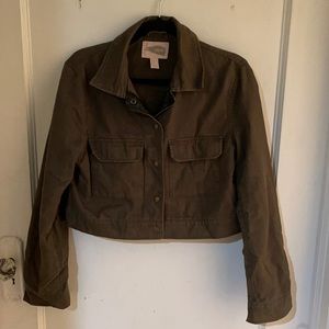 Forever 21 Olive Green Cropped Utility Jacket
